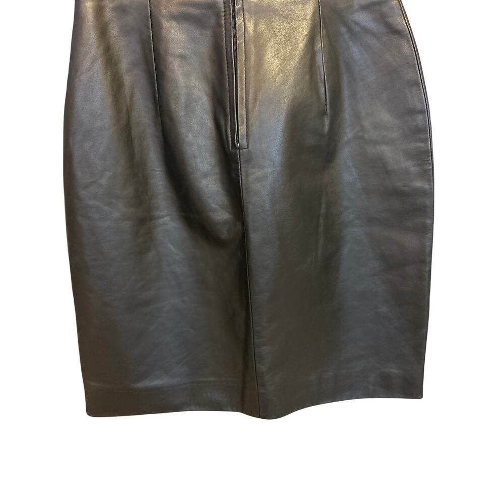 BYRNES & BAKER | Vintage Black 100% Leather Pencil Skirt | 10 - Picture 10 of 11